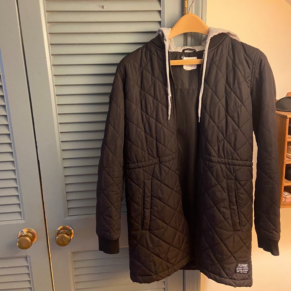 Quilted Black Element Jacket with Grey Hoodie - Size M